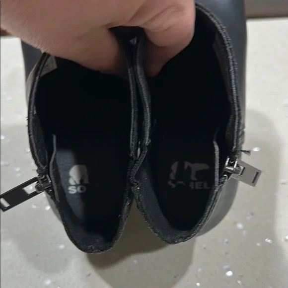 Sorel Black Ankle Booties with Modern Wedge - Picture 11 of 11